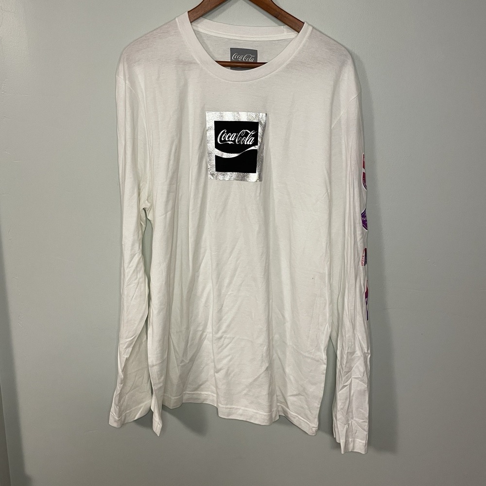 Coca Cola Starlight Mission Long Sleeve White T-Shirt Spellout‎ Women's XL